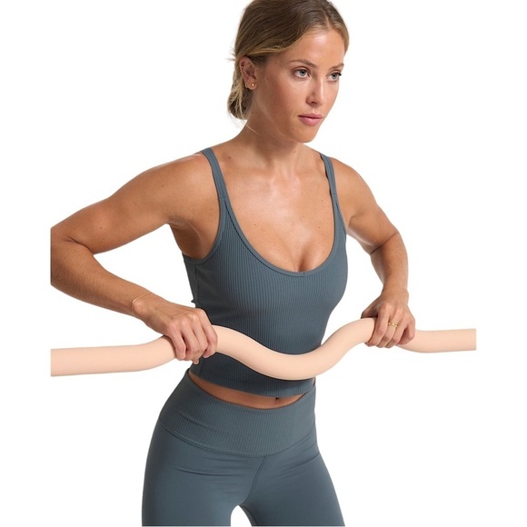 VUORI Strappy Rib Crop Tank in Stone - Picture 11 of 11